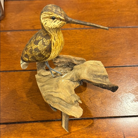 Handcrafted Wooden Bird Sculpture signed by artist